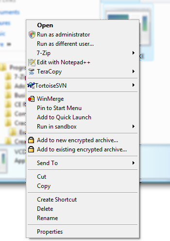 Context menu in Windows Explorer