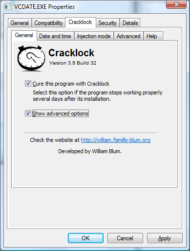 Cracklock configuration window