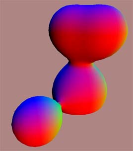OncelesGL Screenshot - four colorful metaballs